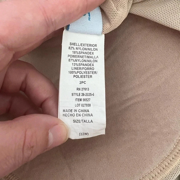 Swim 365 Black & White Tankini Top with Side Tie | Size 22W - Picture 6 of 6